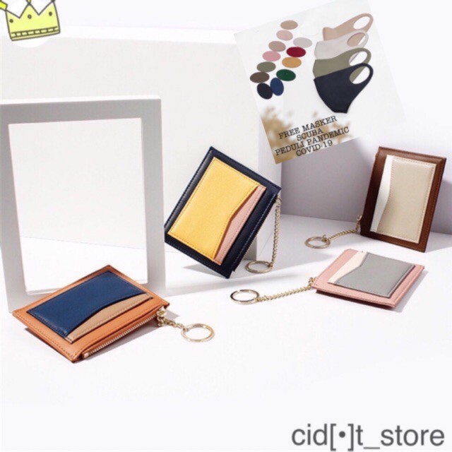 Card Holder Pasttel Murah / dompet Kartu Mini Korean Style Warna Pastel Free Asesoris Ring &amp; Chai