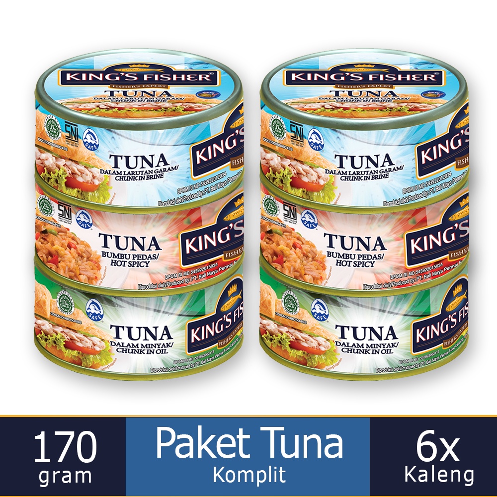 

Paket Tuna Kaleng Komplit King's Fisher semua rasa 170 gram