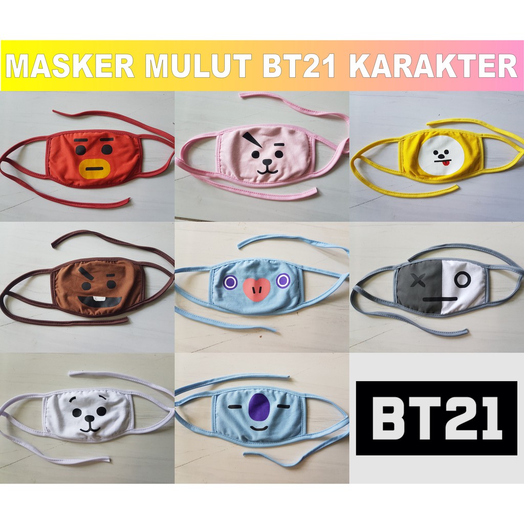 BT21 MASKER MULUT KPOP BANGTAN BOYS BTS COOKY TATA MANG RJ SHOOKY VAN KOYA CHIMMY