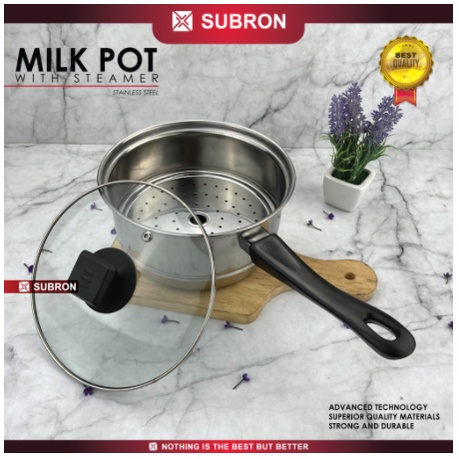 Panci Kukus Steamer 18Cm 20Cm Panci Susu Steamer Saringan Panci Susu Serbaguna Stainless Subron