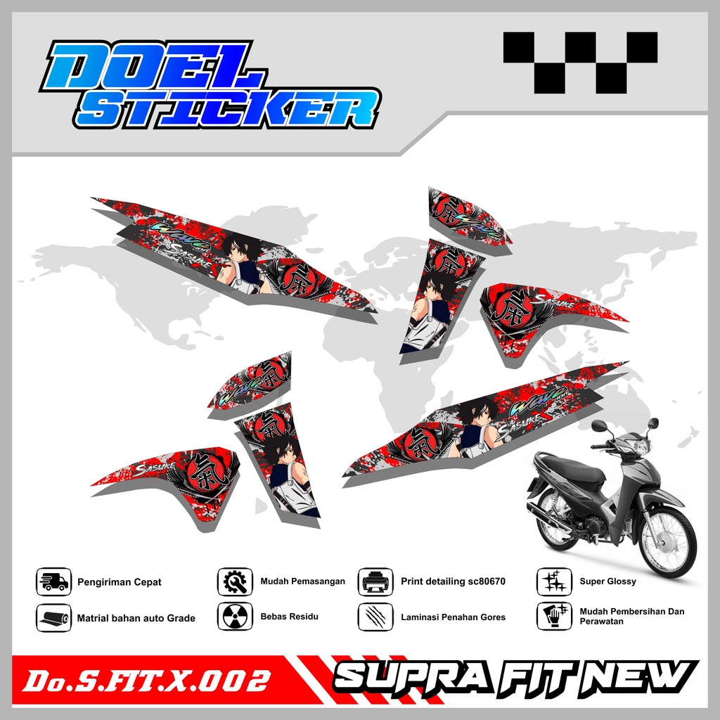 STICKER STRIPING SUPRA FIT NEW SUPRA FIT NEW / FIT X / FIT LIST VARIASI HOLOGRAM , CROME DOEL 002