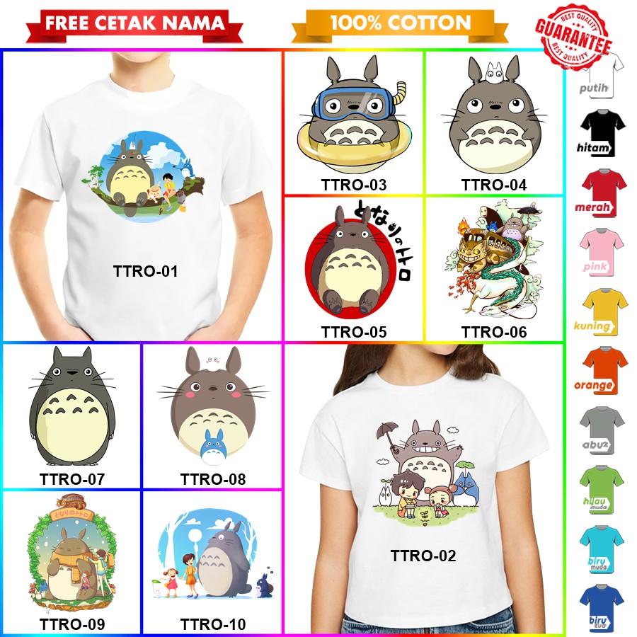 [FREE NAMA!!] Baju Kaos ANAK DAN DEWASA TOTORO BANYAK MOTIF