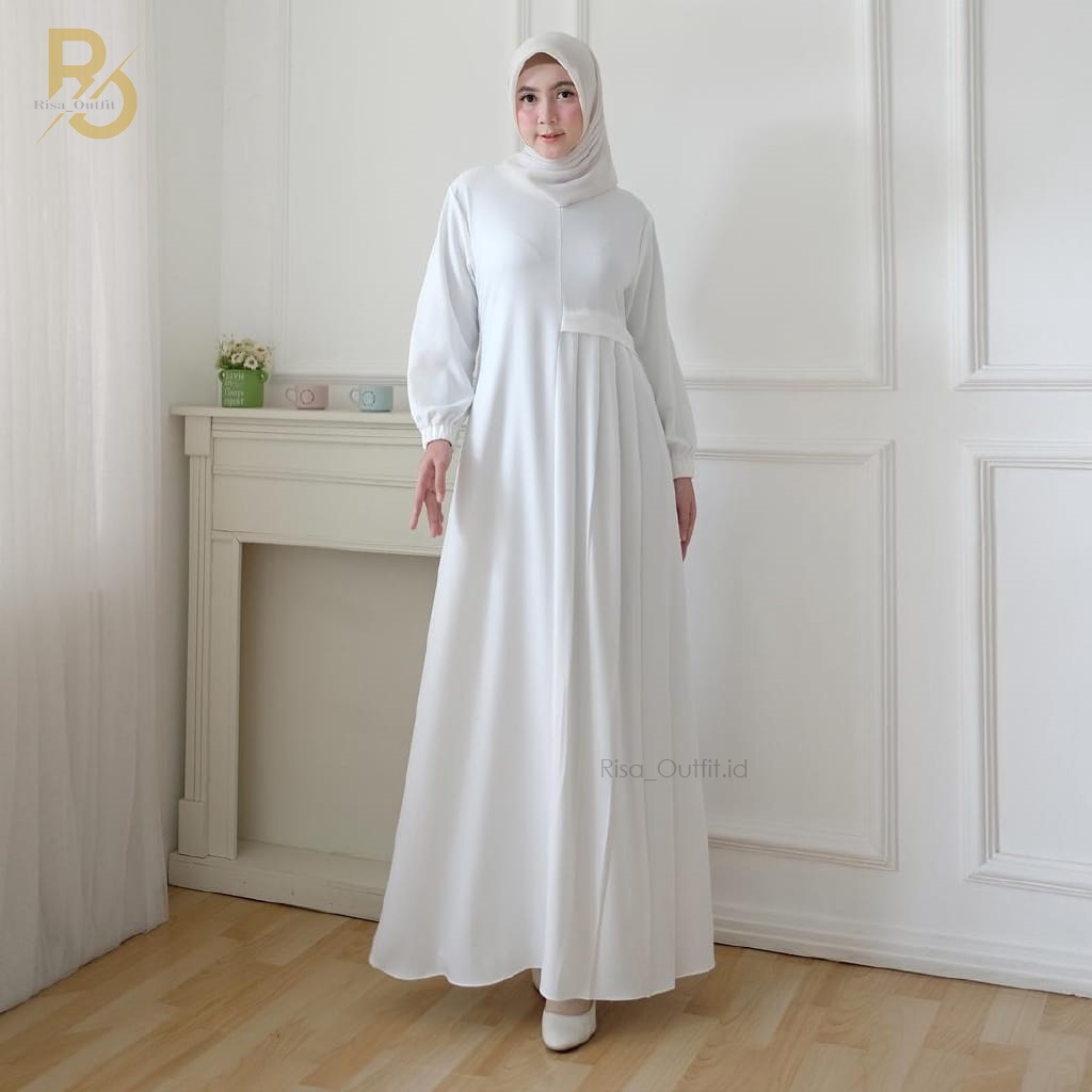 Larisa Dress Gamis Putih Polos Dewasa Dress Remaja terbaru 2022 Gamis Maxy Putih Gamis Busui Jumbo Gamis Putih Terbaru 2022 Gamis Syari Modern Elegan Baju Muslim Termurah gamis putih COD