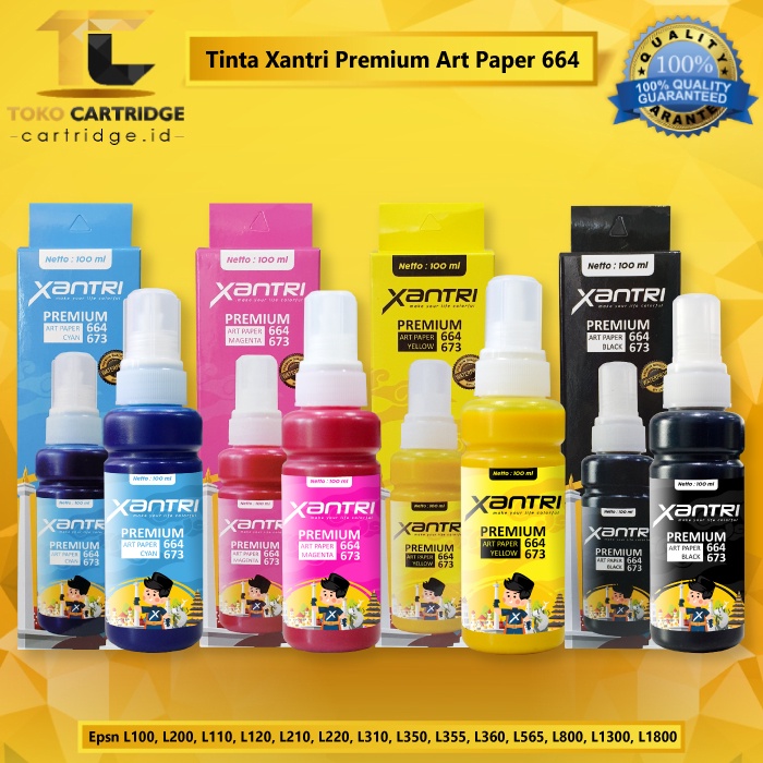 Tinta Xantri Premium Art Paper Epson 664 100ml, Printer Epson L100 L200 L110 L120 L210 L220 L310 L350 L355 L360 L365