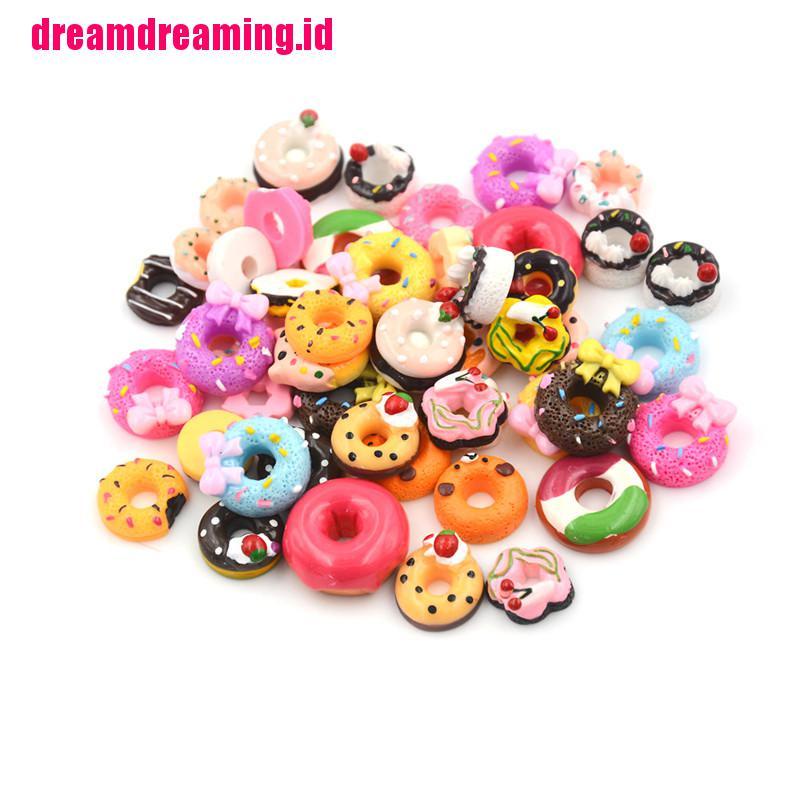 10pcs Miniatur Donat Bahan Resin Untuk Case Handphone