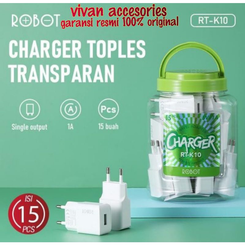 Robot Adaptor Charger RT-K10 Batok Kepala Charger USB Adapter 5V/1A /pcs