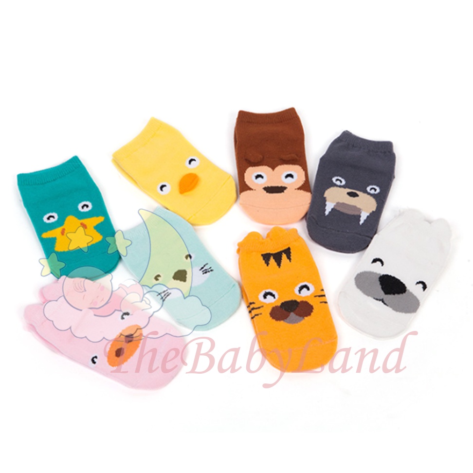 [1KG 80PCS] Babyland Kaos Kaki Baby Anti Slip Kaos Kaki Cute Karakter Kaos Kaki Motif Binatang 3D