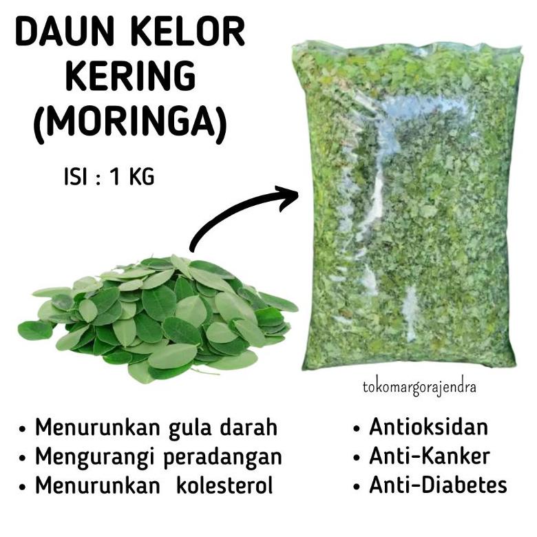 

☈Baru✳ PROMO Daun Kelor Kering 1kg Murni 100% Daun Moringa 35 ✭