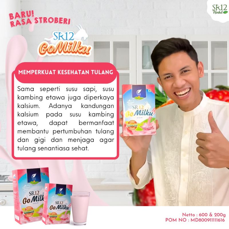 SR12 Gomilku Strawberry New Variant - Susu Kambing Etawa Untuk Kesehatan Tulang