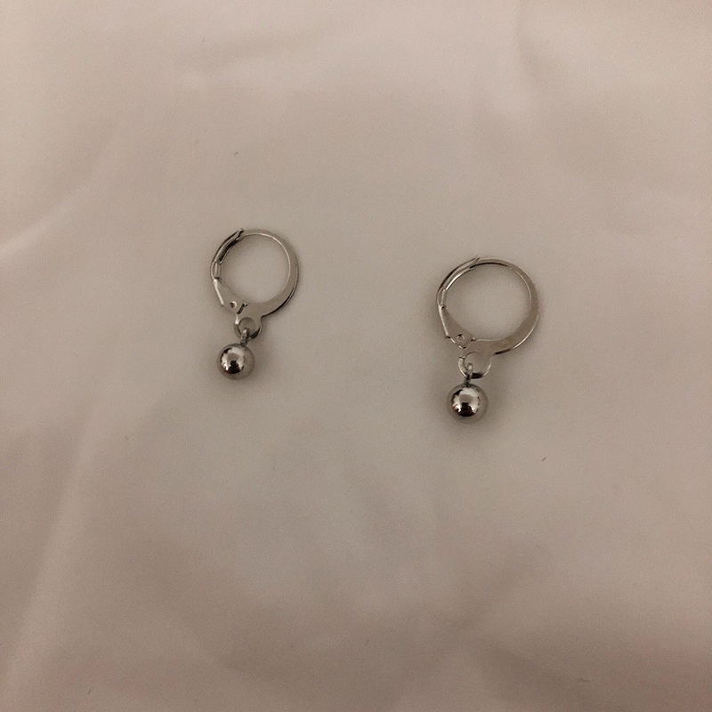 We Flower Anting Hoop s925 Silver Bentuk Bola Kecil Untuk Wanita
