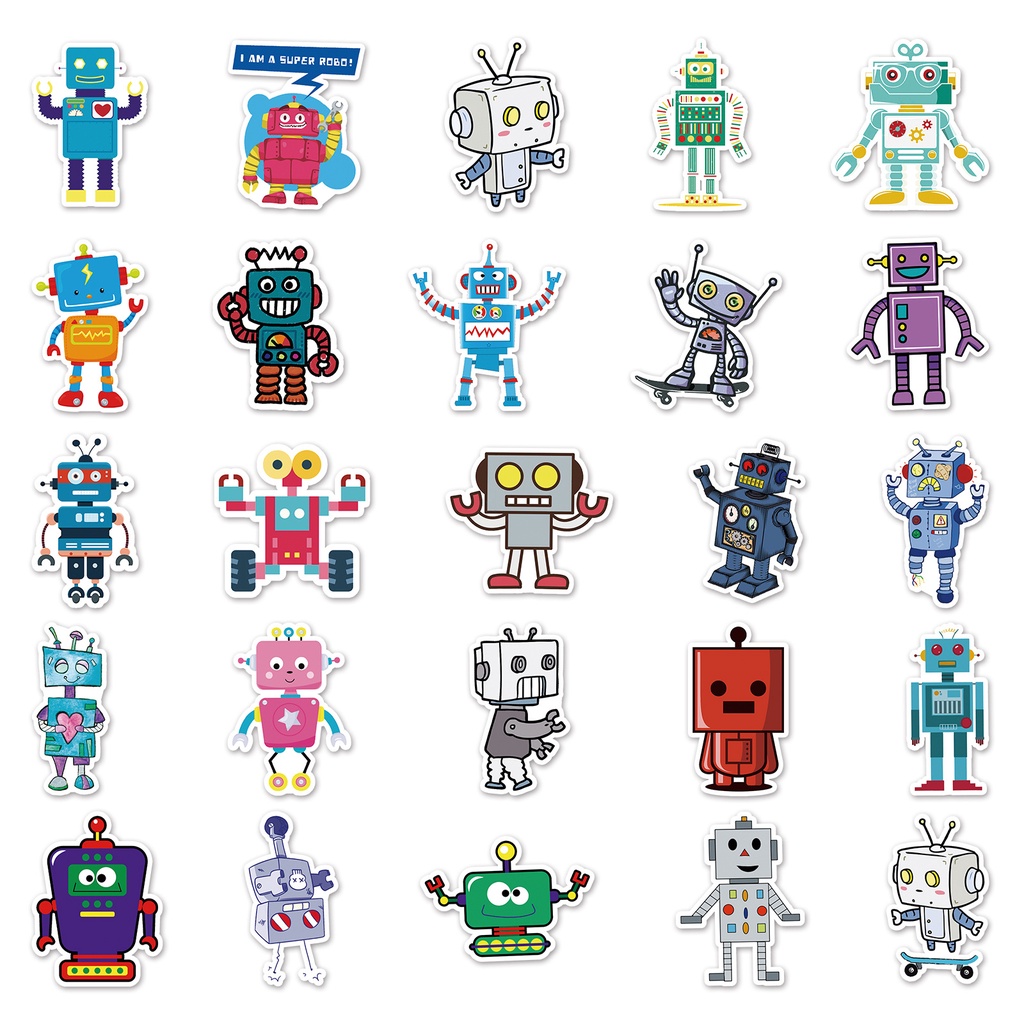 Zhang robot grafiti stiker kartun pribadi anak-anak lucu stiker DIY tangan akun bagasi skuter stiker