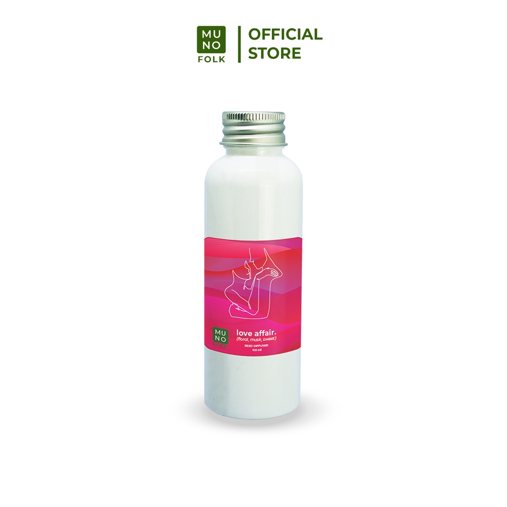 Muno Folk - 100ml REFILL Reed/Rotan Diffuser Aromatherapy | Pewangi Pengharum Ruangan-Love Affair