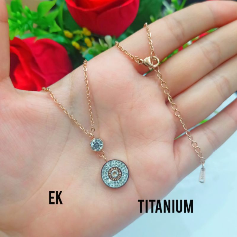 *COD* Kalung Wanita TITANIUM permata zircon motif brand, TIDAK LUNTUR, TIDAK BERKARAT