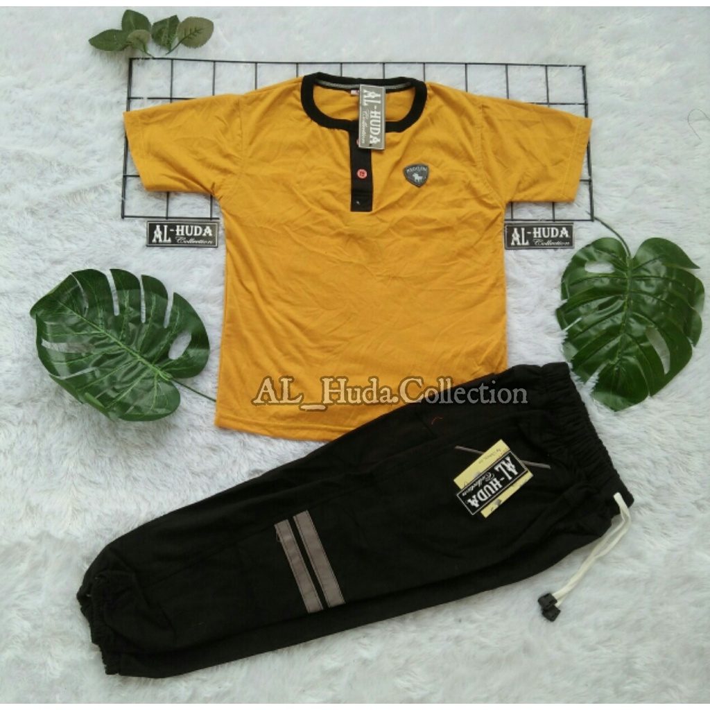 Setelan Anak Laki Laki Kaos Kiano Celana Jogger Chinos, Set Baju Anak Usia 1 2 3 4 5 6 7 8 9 10 TAHUN