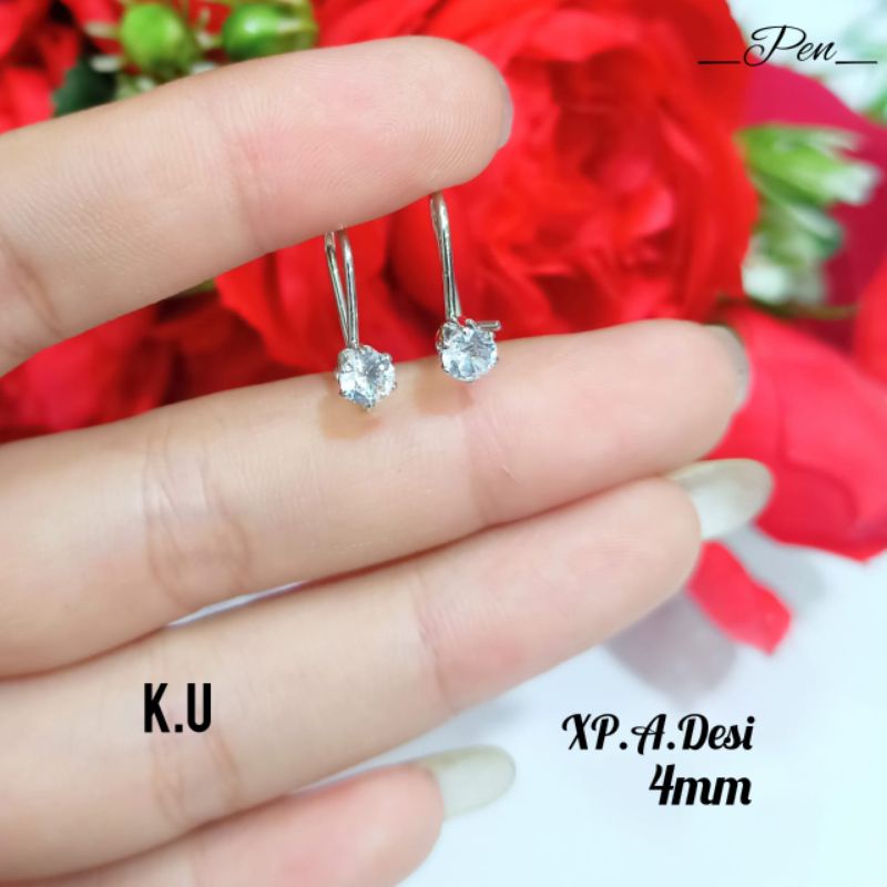 anting Desi Gold&amp;Silver permata putih,tidak karat *COD*