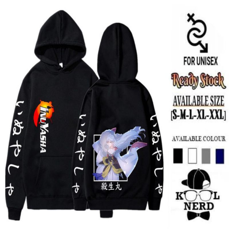 SESHOMARU CHARACTER ANIME HOODIE INUYASHA (BISA REQUEST WARNA HOODIE)