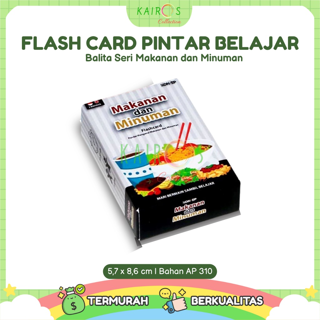 Flashcard /Flash card Kartu Pintar Belajar Balita Seri Makanan dan Minuman