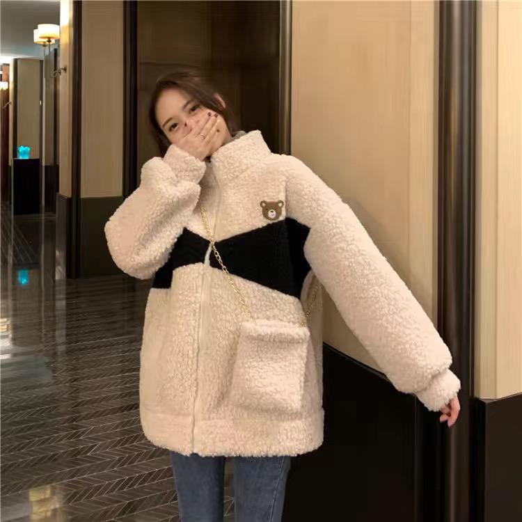 IMPORT WOMAN MAN WINTER WOOL FLEECE BEAR JACKET KOREAN STYLE JAKET WOL PRIA WANITA MUSIM DINGIN MANTEL