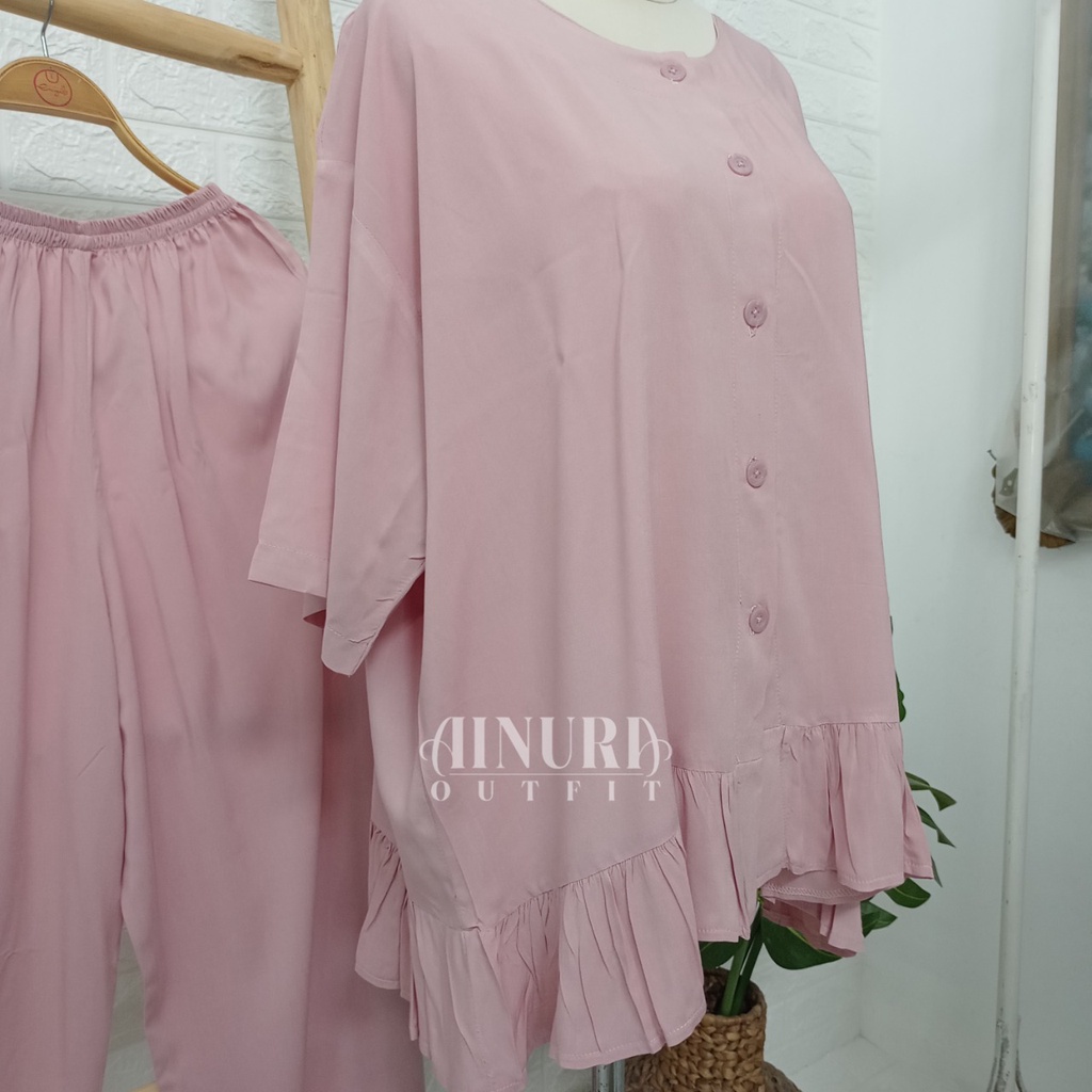 Baju Wanita One Set Andin - Baju Andin Rempel Ikatan Cinta - Pakaian One Set Lengan Pendek - Baju Polos Wanita Dewasa Rempel - Baju Andin Ikatan Cinta Terbaru