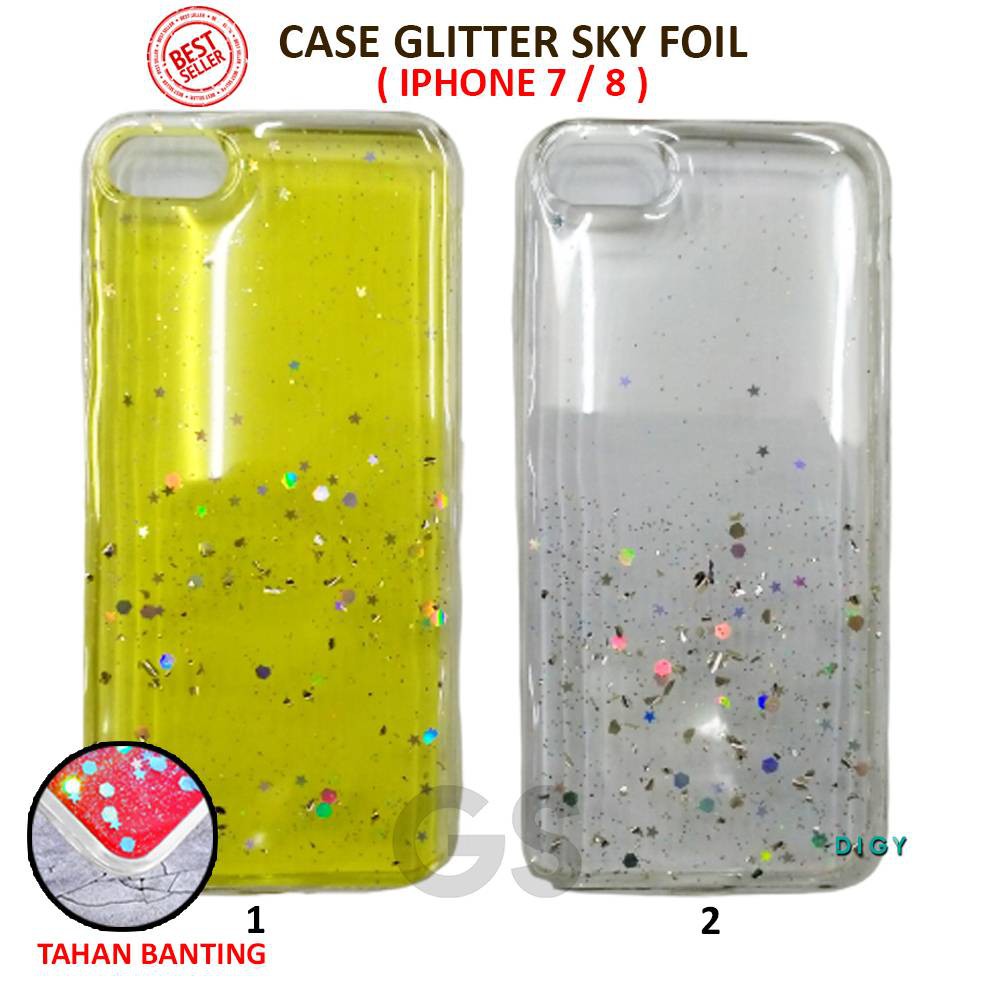 Casing Import Iphone 12 5.4  12 6.1  12 6.7  ip 7 / 8 7 plus 8 plus  Silver Foil Sky Soft Case