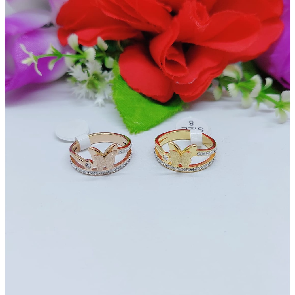 Titanium cincin kupu-kupu permata fashion jewellery 0242-0244