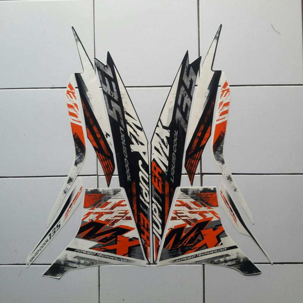 Stiker Striping Lis Body Motor Jupiter Mx 135 2014 Putih-Orange