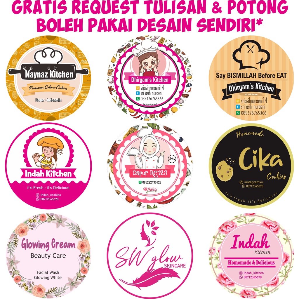  READY DESAIN Cetak  label sticker  makanan snack skincare 