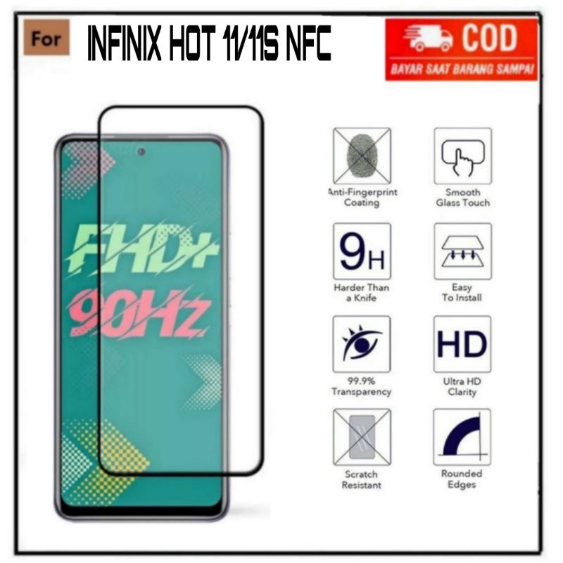 Tempered Glass infinix Hot 11s 11s NFC Hot 11 Tg Layar Anti Gores Kaca Full Cover