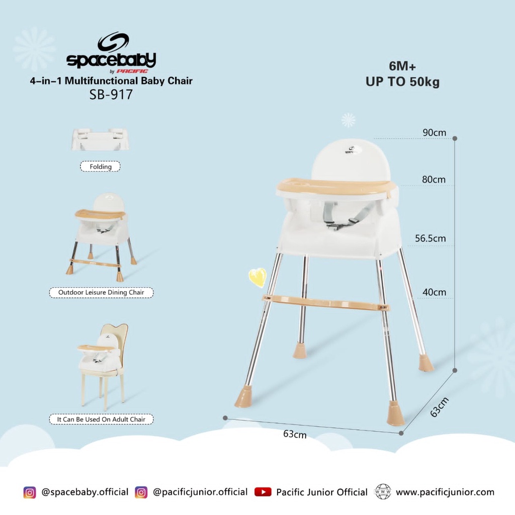 SpaceBaby Space Baby Seat Booster SB 518 SB 917 SB 918 SB 919 Baby  High Chair Kursi Makan Bayi