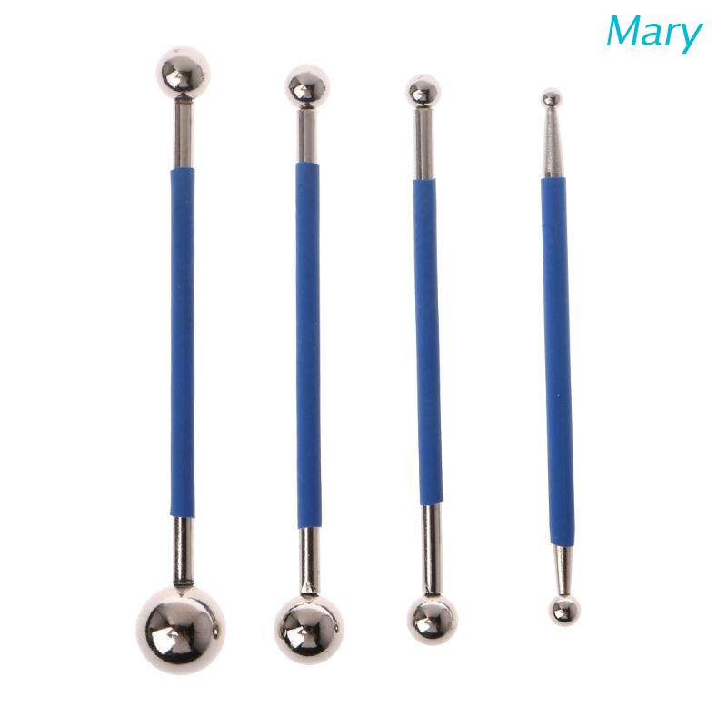 Mary 4PCS / SET Stik Bola Tekan Bahan Stainless Steel Untuk Perbaikan Ubin / Lantai Porselen