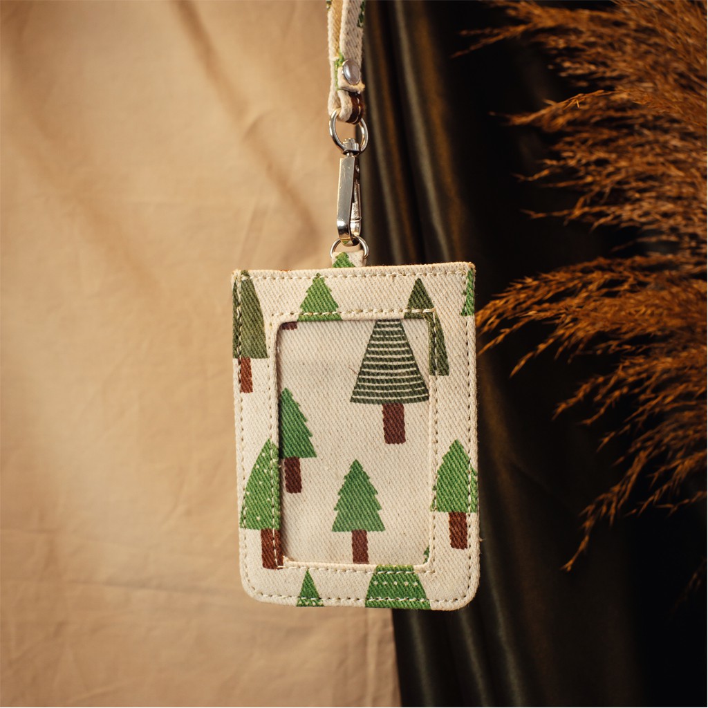 

Gantungan ID Card Lanyard Cardholder Kanvas - Motif leaves