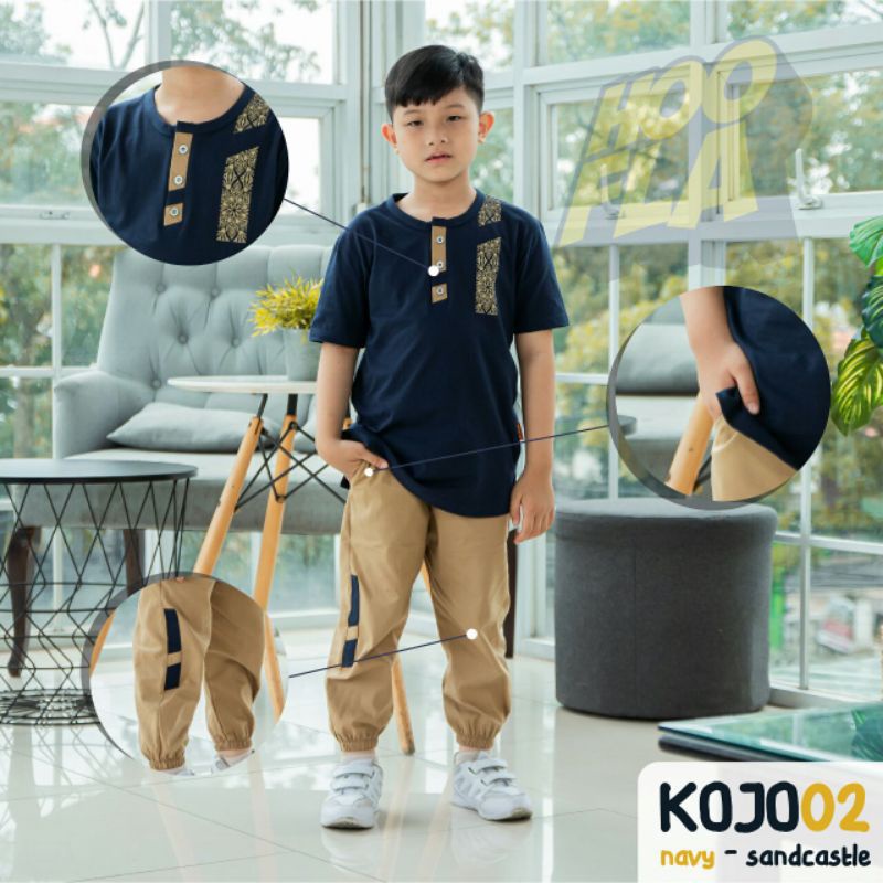 Setelan Baju Koko Celana Jogger Furqon KOJO Hoofla Kids Anak Laki