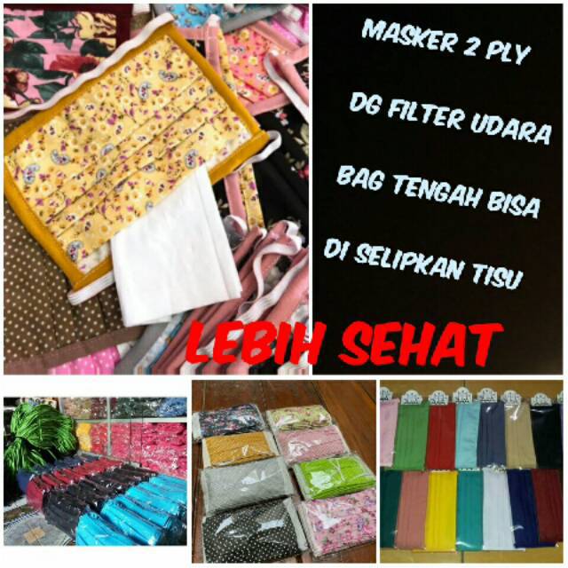 (tali hijab motif) masker kain 2ply bisa diisi tissue