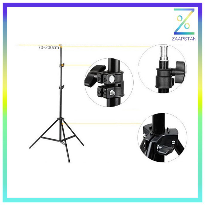 TaffSTUDIO Portable Light Stand Tripod 3 Section 200cm for Studio Ligh