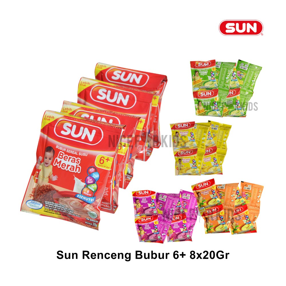 Bubur Sun Renceng 6+ Kemasan sachet 8 x 20 gram Aneka Rasa