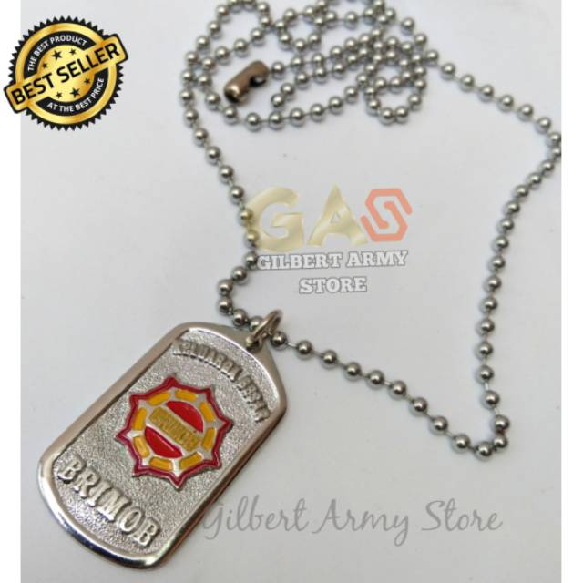 GILBERT ARMY STORE-Kalung brimob anti karat-Kalung Dog tag Army -grosir kalung militer