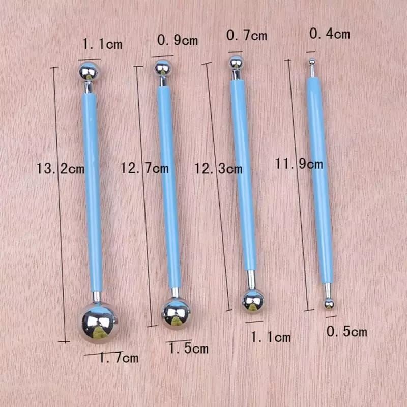 Modelling Decorating Tools Set Flower / Embossing Pad Sculpture Clay Fondant Cake Carving Stainless Steel Ball Tools for cakes and Wooden Dotting tool for Nail Art and Craft, Modelling Tool