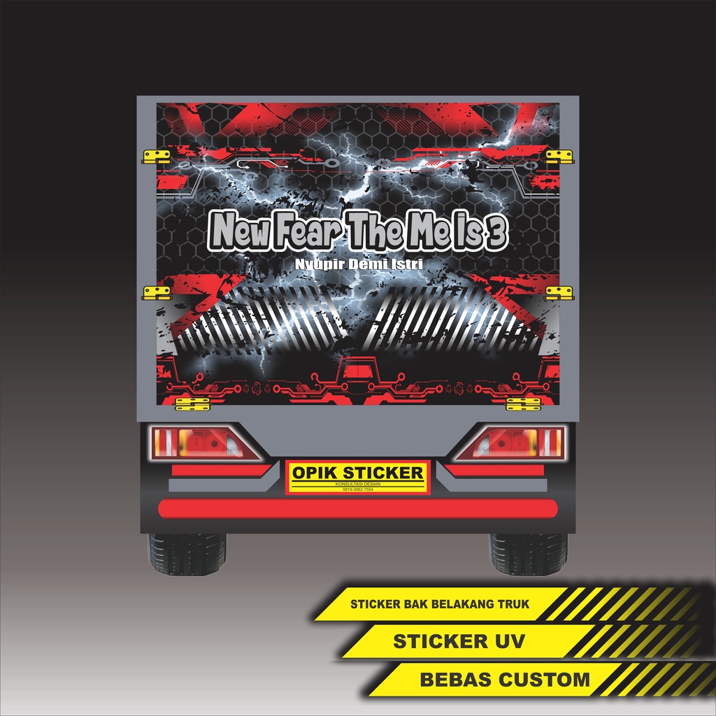 STICKER BAK BELAKANG TRUCK FULL PRINTING / DECAL STICKER MOTIF RACING - BATIK