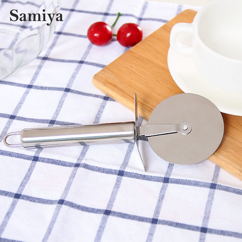 alat pemotong kue pizza roda stainless / stainless steel pizza single wheel cut