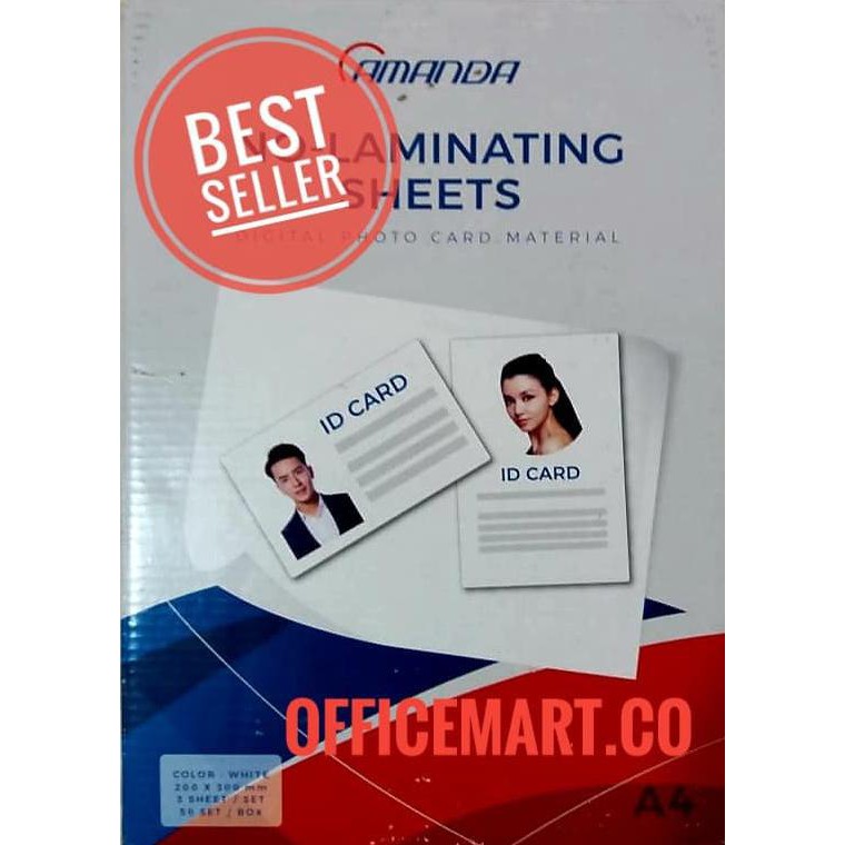 

KERTAS PVC BAHAN ID CARD INSTAN 50 SET MERK AMANDA KODE 428