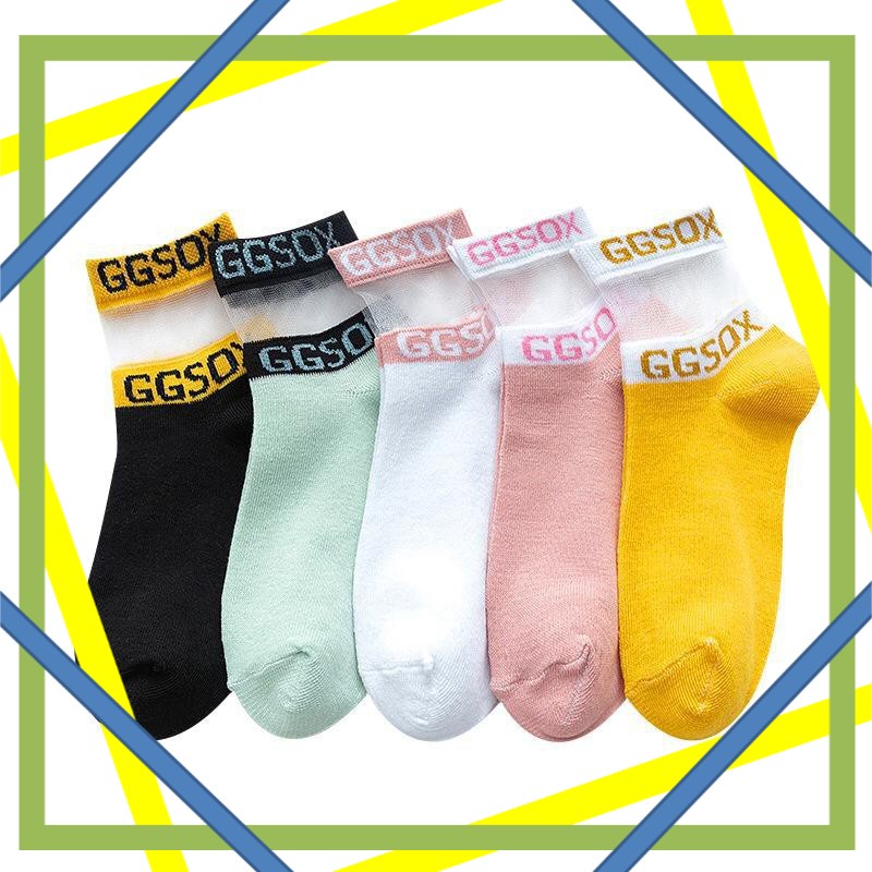 Kaos Kaki Pendek Transparan Wanita Motif GGSOX Kaos Kaki Pendek Wanita Import Murah MH.ID