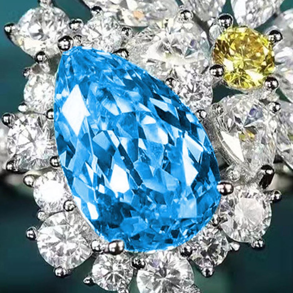 Hu Hu Hu Hu Hu Alat Bantu Pasang Kacamata♡ Cincin Wanita Model Terbuka Adjustable Bentuk Bunga Hias Topaz Imitasi Untuk Pernikahan