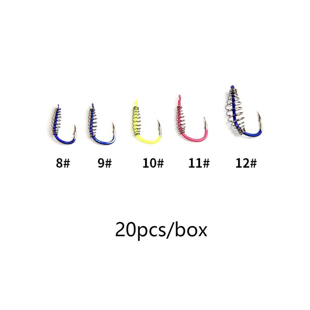 Top 20PCS Pengait Musim Semi Pancing8 /9 /10 /11 /12# Carp Hook Duri Putar Circle Fishing Tackle