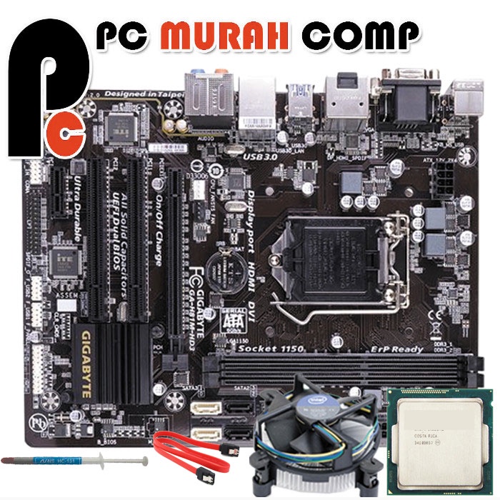 Paket mainboard LGA 1150 H81 GIGABYT dengan Processor i3 4170 3.70 GHZ