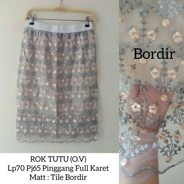 Via#ROK TUTU IMPORT MOTIF BUNGA  BORDIR