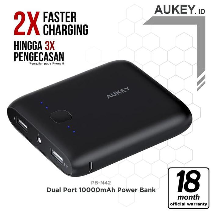 Aukey Pb-N42 Pocket 10000Mah Power Bank - Hitam