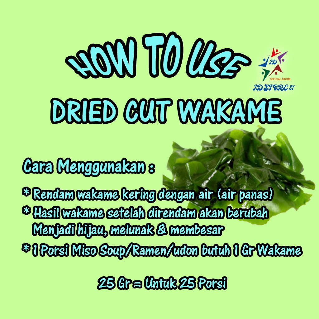 DRY WAKAME Rumput Laut Kering │Dried Cut Wakame Import untuk Miso Sup Ramen Udon