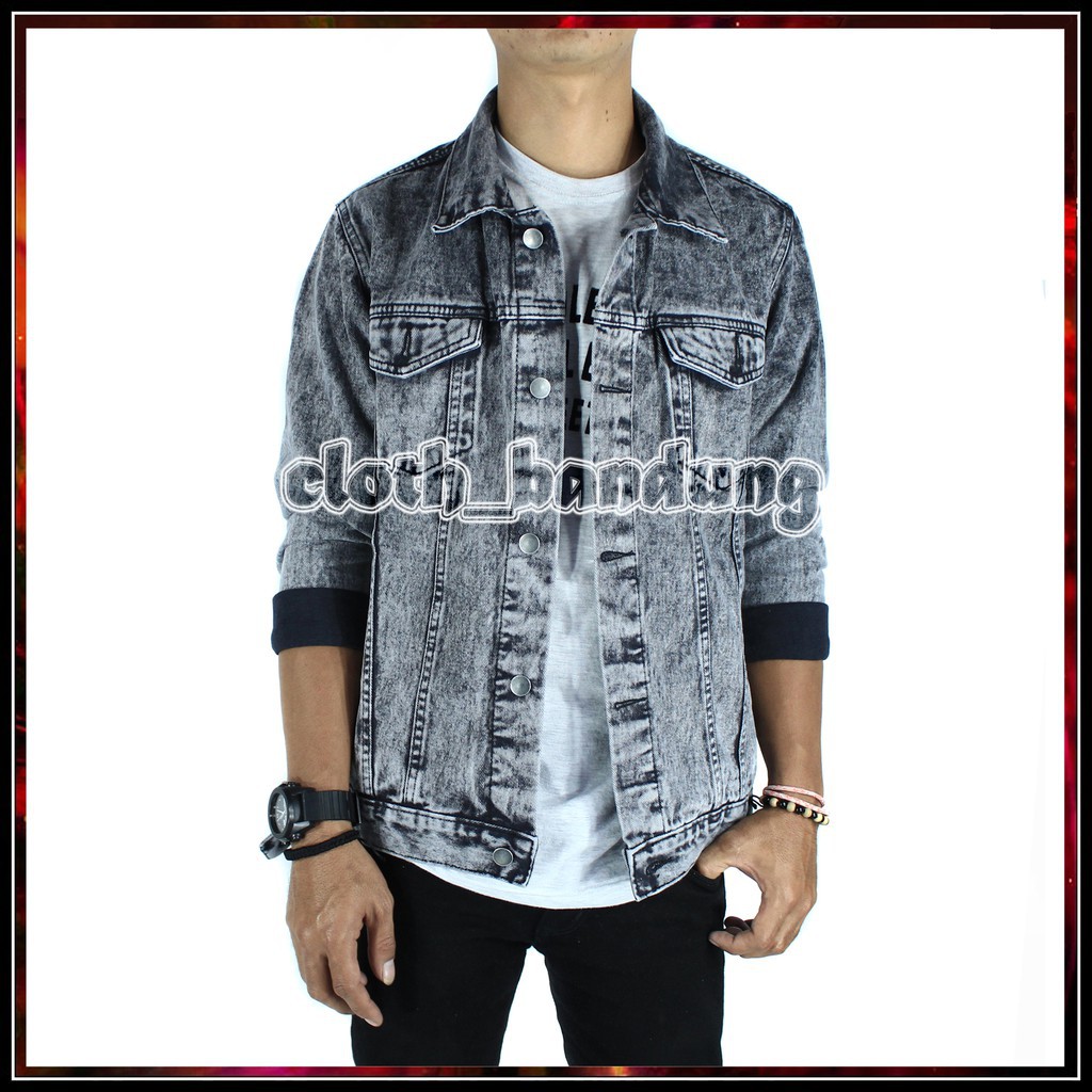Jaket Jeans Sandwash Levis Ukuran L XL-Grey Sandwash
