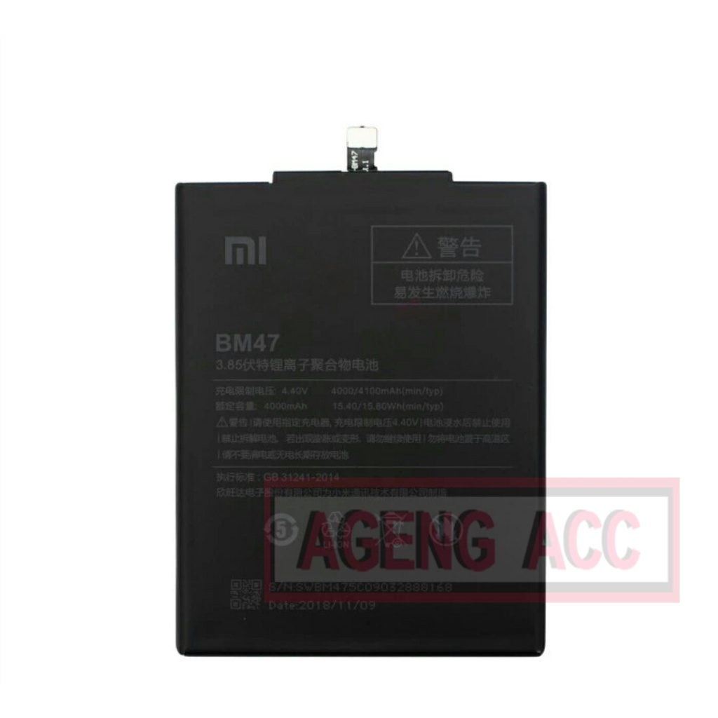Batre Xiaomi Redmi 4X BM47 Batu Baterai Battery Tanam Original