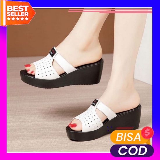 Sepatu Wanita Weges Casual Original Murah Terbaru Modern ★★. Ku72 Xu111 Wedges Slop Pita Sdw296 Hit 